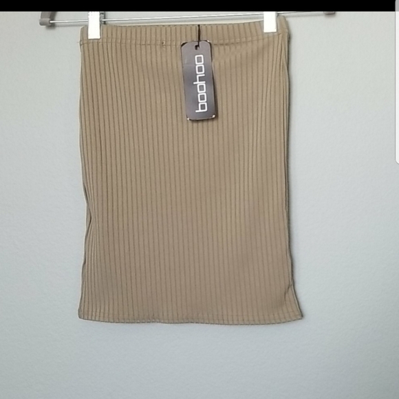 Boohoo NWT Baddie Date Night green jumbo rib mini Stretch skirt size 4 - Picture 3 of 6